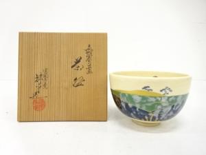 清閑寺窯　杉田祥平造　色絵　春の立画　茶碗